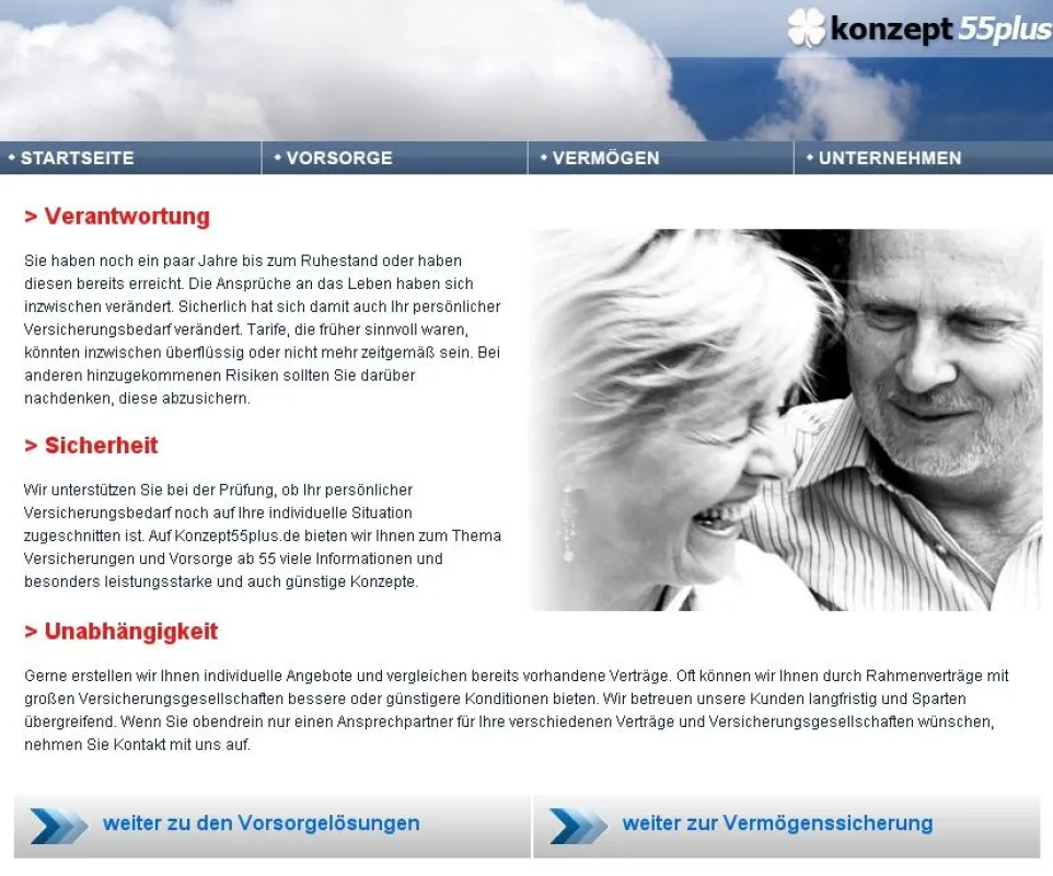 Konzept55plus.de - Vorsorgelösungen für die Generation ab 55