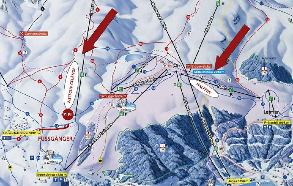 Auch ein Übersichtsplan über die Lage der Wettkampfstätten ist im Programmheft und auf der Website für das Weltcup-Finale der Snow