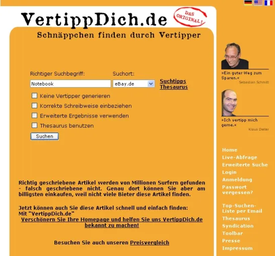 Bild: Extrem begehrt: Vertippdich.de-Link wird bei eBay versteigert