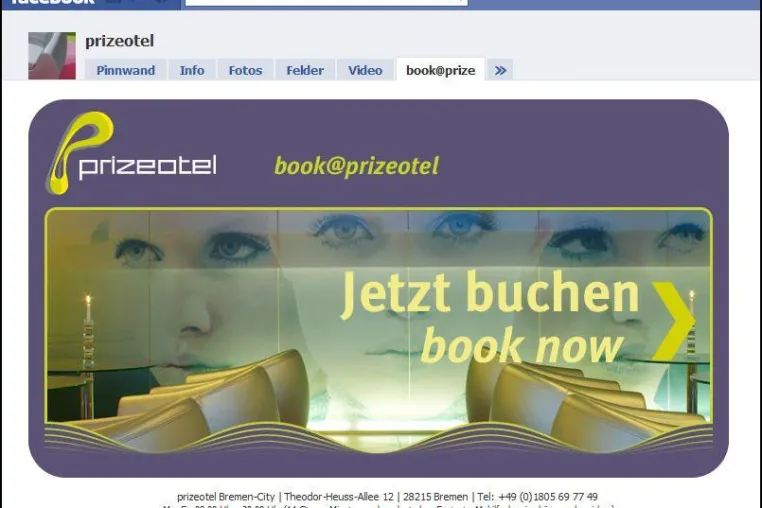 prizeotel lässt über Facebook buchen Bild: prizeotel lässt über Facebook buchen
