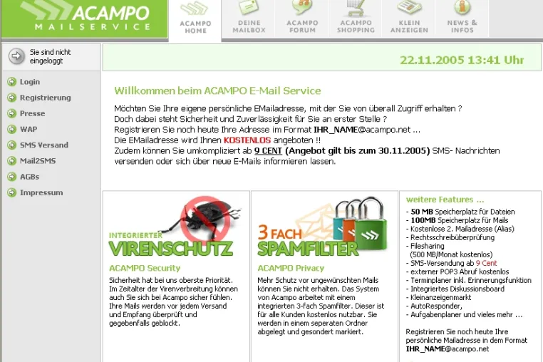 Bild: ACAMPO E-Mail Service: Universelle, kostenlose E-Mail-Adresse für alle