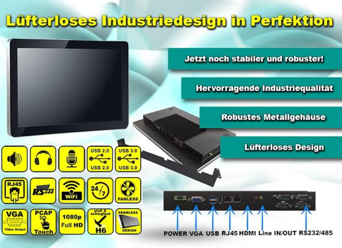 WEWA-TV rugged fanless PCAP SoC Touchscreen-Systeme