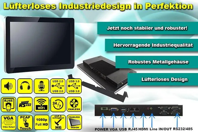 Die neuen rugged fanless PCAP SoC Touchscreen-Systeme der WEWA AG Bild: Die neuen rugged fanless PCAP SoC Touchscreen-Systeme der WEWA AG