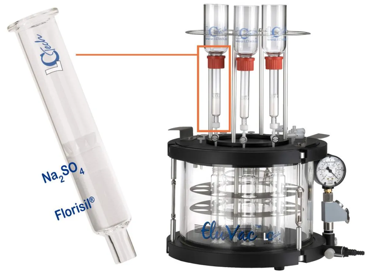 Das neue Vakuum Manifold EluVac erlaubt es, bis zu 10 Proben parallel unter Vakuum zu bearbeiten.