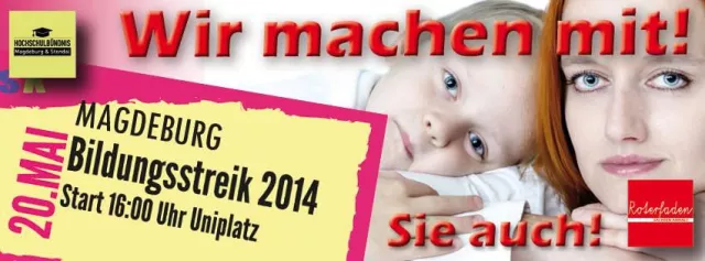 Bild: Bildungsstreik Magdeburg 2014 - Bürger Seite an Seite mit den Studenten
