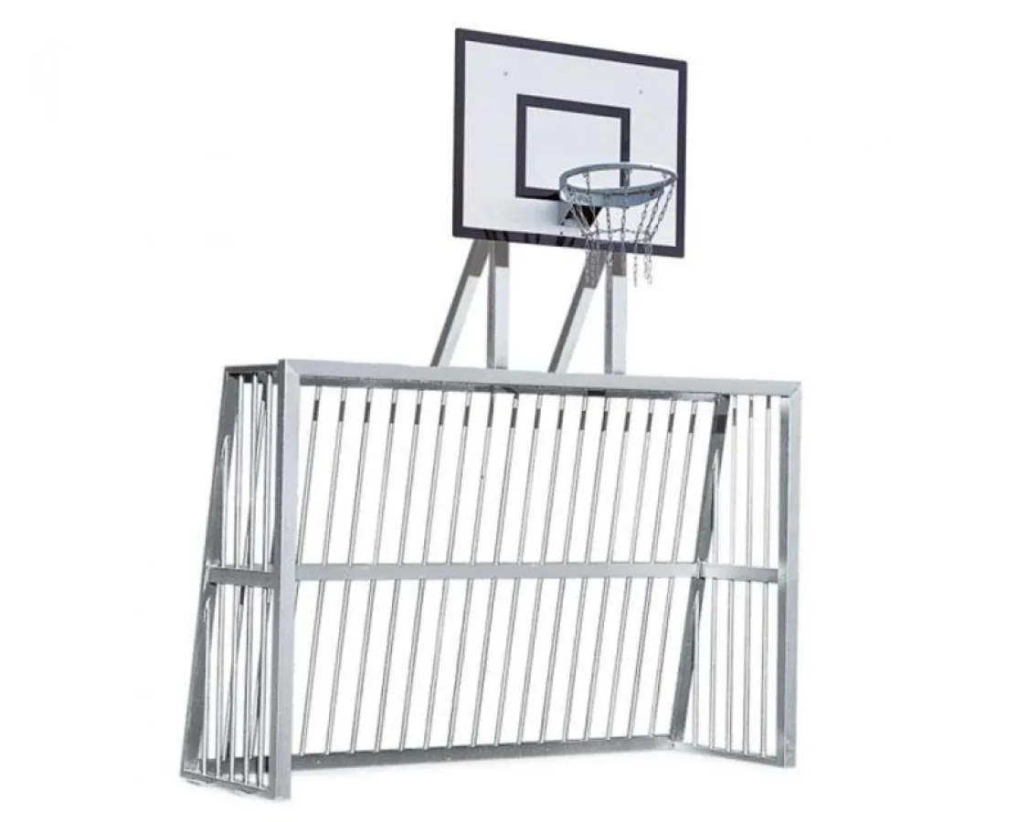 Bolzplatztor mit Basketballaufsatz