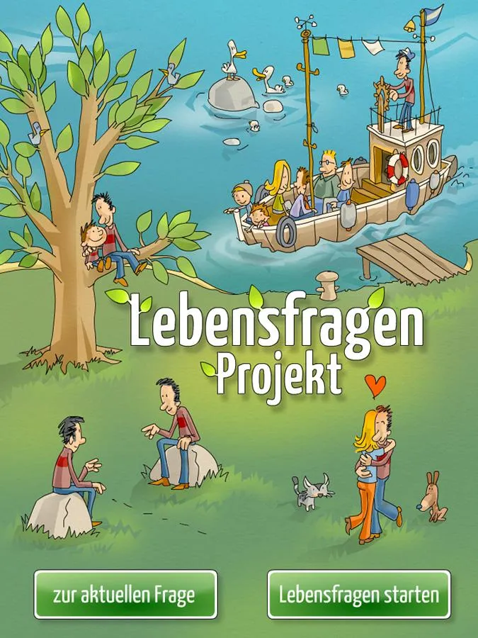Startbildschirm: iPhone App Lebensfragen-Projekt