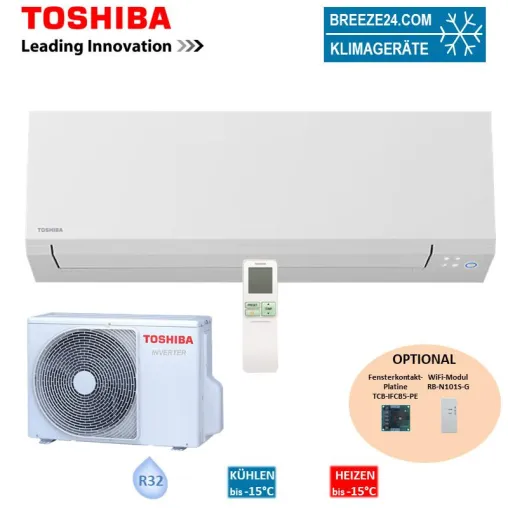 Bild: Klimaanlagen-Set von Toshiba RAS-22J2KVSG-E Wandgerät Shorai Edge + RAS-22J2AVSG-E R32