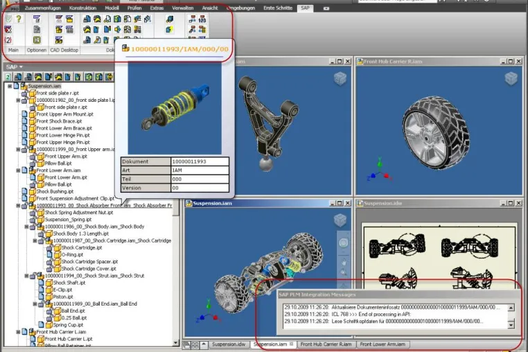 Bild: Neue Service Packs der CIDEON SAP PLM Integration für AutoCAD und Inventor 2010 verfügbar