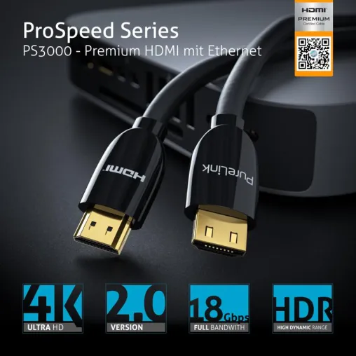 Neu: ProSpeed 3000 High Speed HDMI-Kabel mit HDMI™Premium-Zertifikat Bild: Neu: ProSpeed 3000 High Speed HDMI-Kabel mit HDMI™Premium-Zertifikat