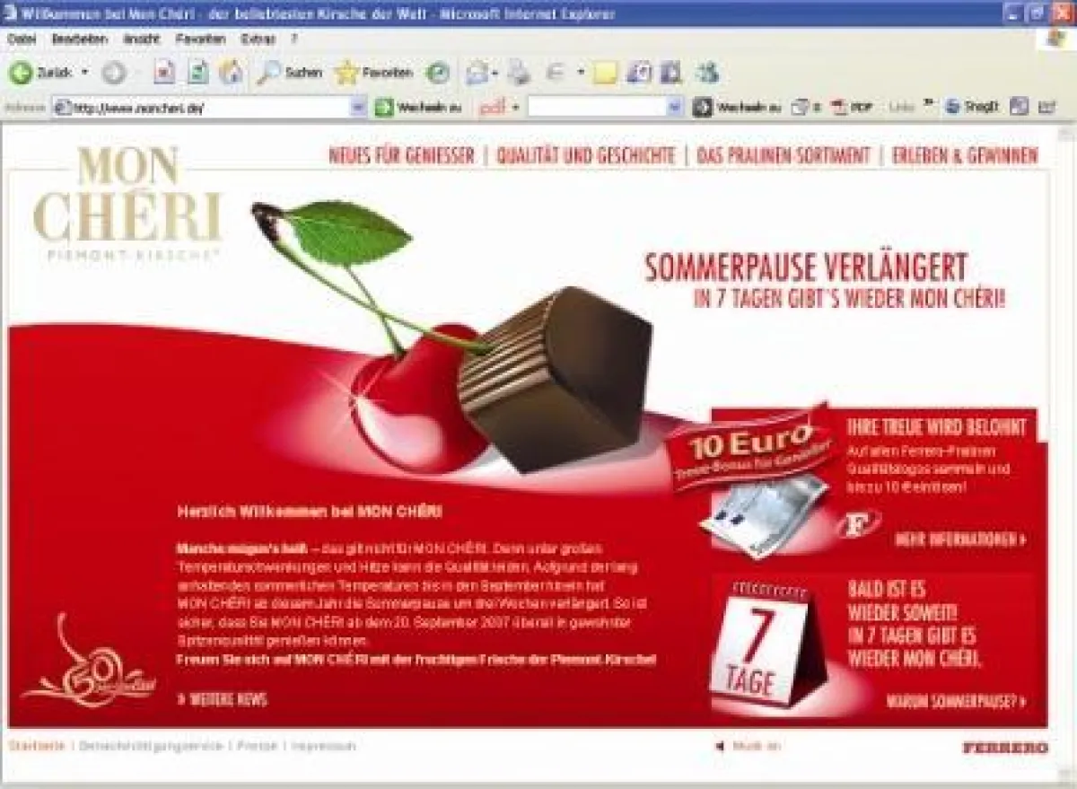 Neue Homepage Mon Chéri