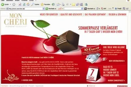 coma ag stellt neuen Internetauftritt von Mon Chéri ins Netz Bild: coma ag stellt neuen Internetauftritt von Mon Chéri ins Netz