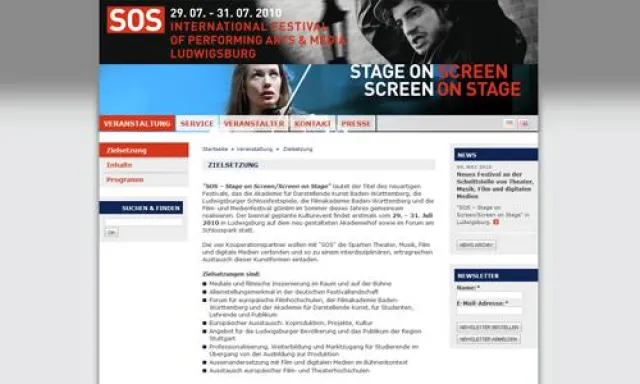 Bild: stageonscreen.de – TYPO3 Portal eines neuen Kunst- und Medien-Festivals in Ludwigsburg
