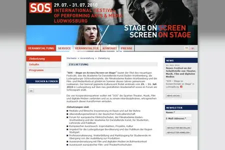 stageonscreen.de – TYPO3 Portal eines neuen Kunst- und Medien-Festivals in Ludwigsburg Bild: stageonscreen.de – TYPO3 Portal eines neuen Kunst- und Medien-Festivals in Ludwigsburg