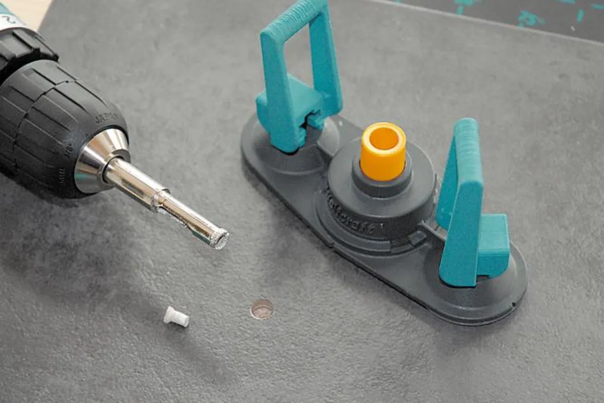 wolfcraft Diamant-Lochsäge 5 bis 10 mm + Anschlag mit Saugnapf