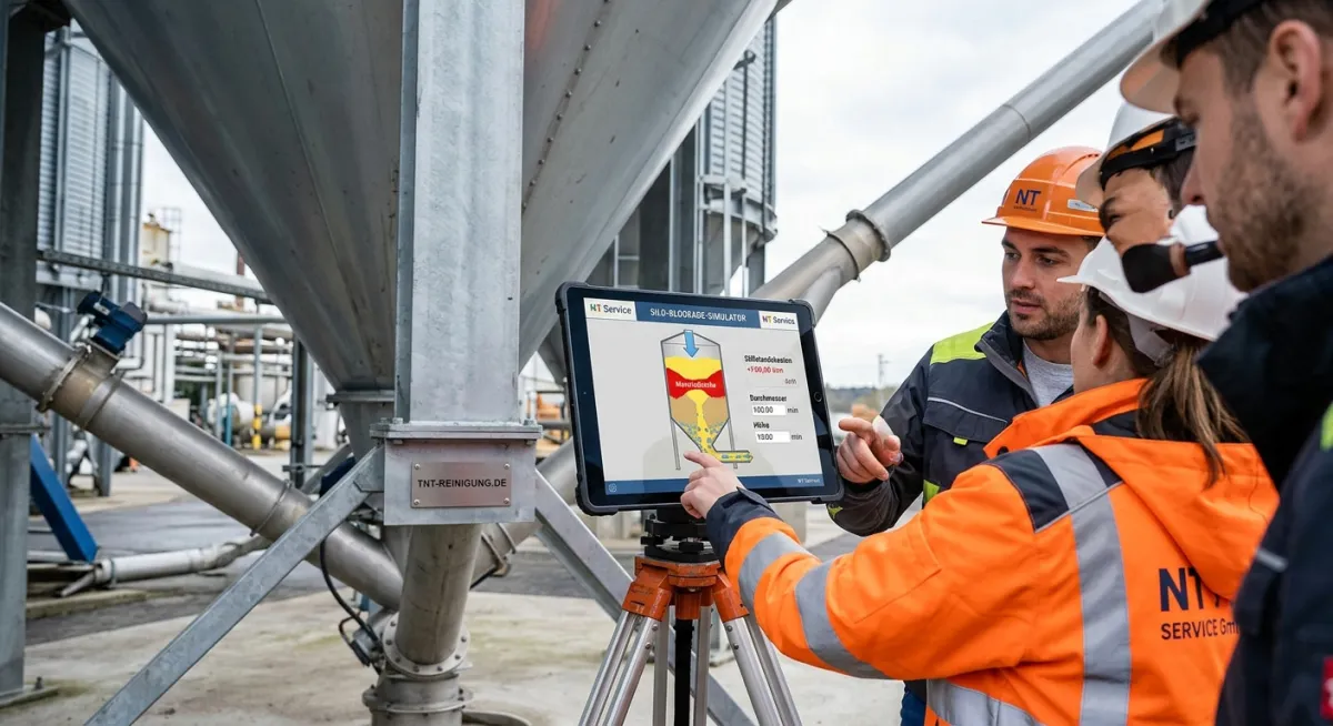 Sprengdynamische Besprechung an einem Schüttgutspeicher (© NT Service GmbH)