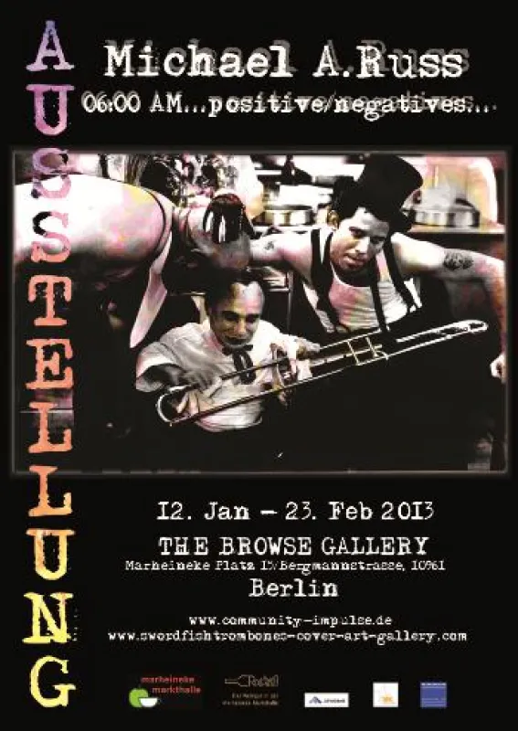 Ausstellungsposter, Bild M. Russ Footshoot mit Tom Waits für 