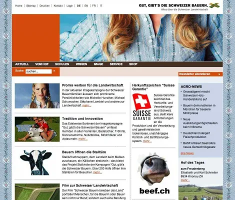 Bild: landwirtschaft.ch - neues Tor zur Schweizer Landwirtschaft im Sennenhemd-Design