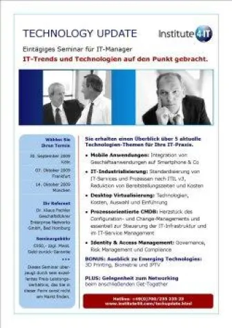 Technology Update - Mobilen Anwendungen, Standardisierung von IT-Services, Desktop Virtualisierung, CMDB, IAM Bild: Technology Update - Mobilen Anwendungen, Standardisierung von IT-Services, Desktop Virtualisierung, CMDB, IAM