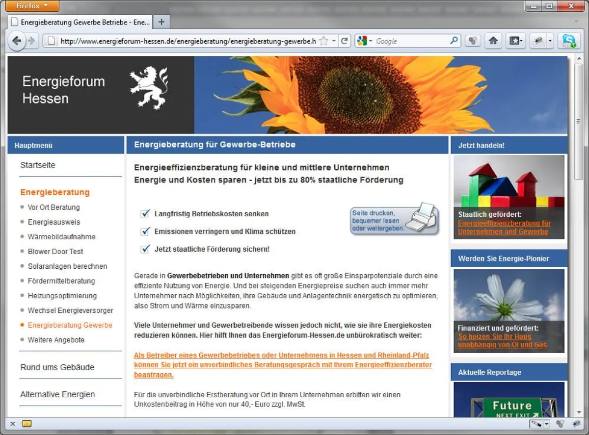 Energiesparen und Energieeffizienz für Unternehmen - individuelle Beratung möglich. Infos: http://www.energieforum-hessen.de