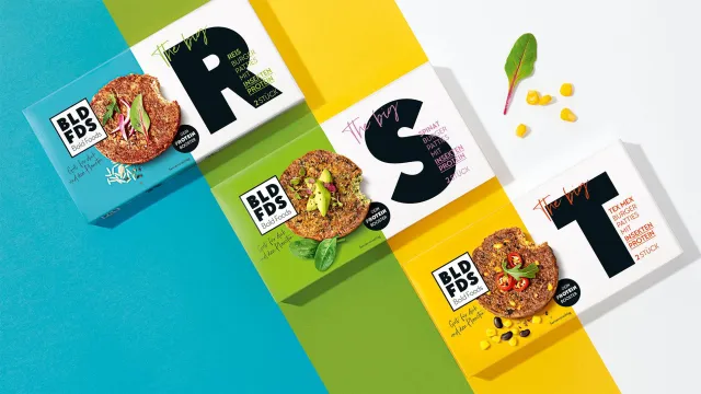 Bild: Bold Foods – Burger aus Insektenproteinen. Markenentwicklung und Packaging Design von HAJOK.
