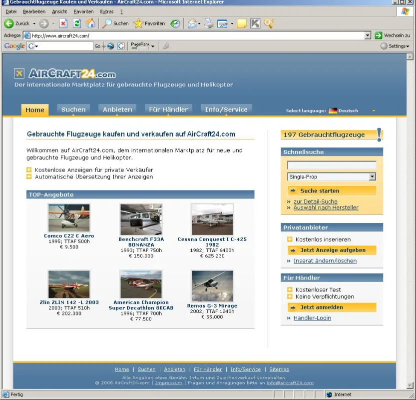 Der internationale Flugzeugmarkt
