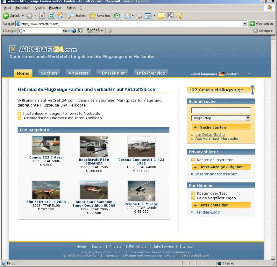 Der internationale Flugzeugmarkt