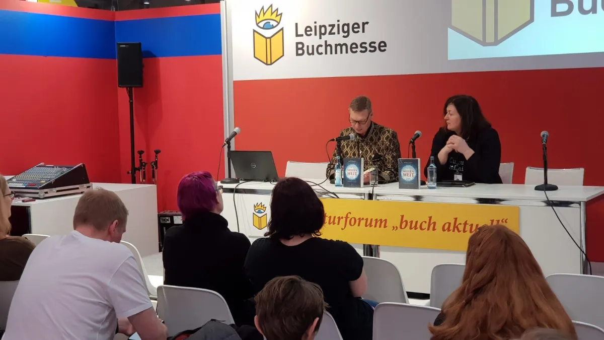 Marcus Schütz während der Buchvorstellung in Leipzig 2019