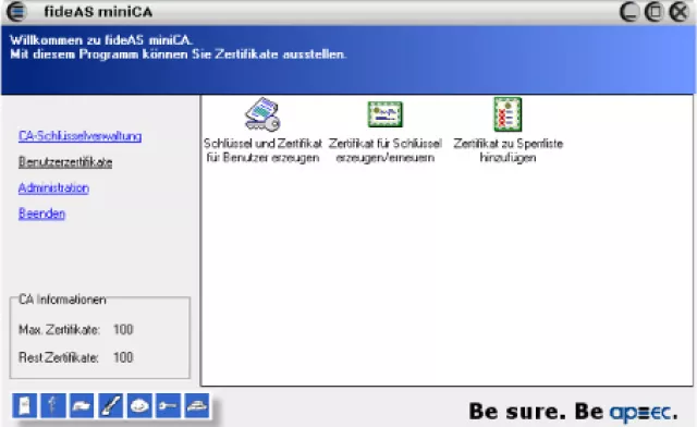 Bild: Neues Design – mehr Funktionen: fideAS miniCA (Version 3.0)