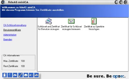 Neues Design – mehr Funktionen: fideAS miniCA (Version 3.0) Bild: Neues Design – mehr Funktionen: fideAS miniCA (Version 3.0)