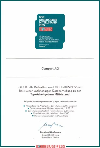 Bild: FOCUS Business: Compart ist Top-Arbeitgeber im Mittelstand
