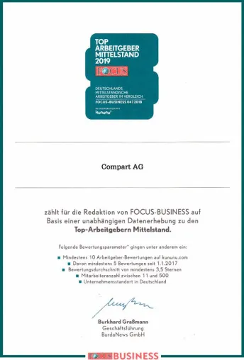 Bild: FOCUS Business: Compart ist Top-Arbeitgeber im Mittelstand