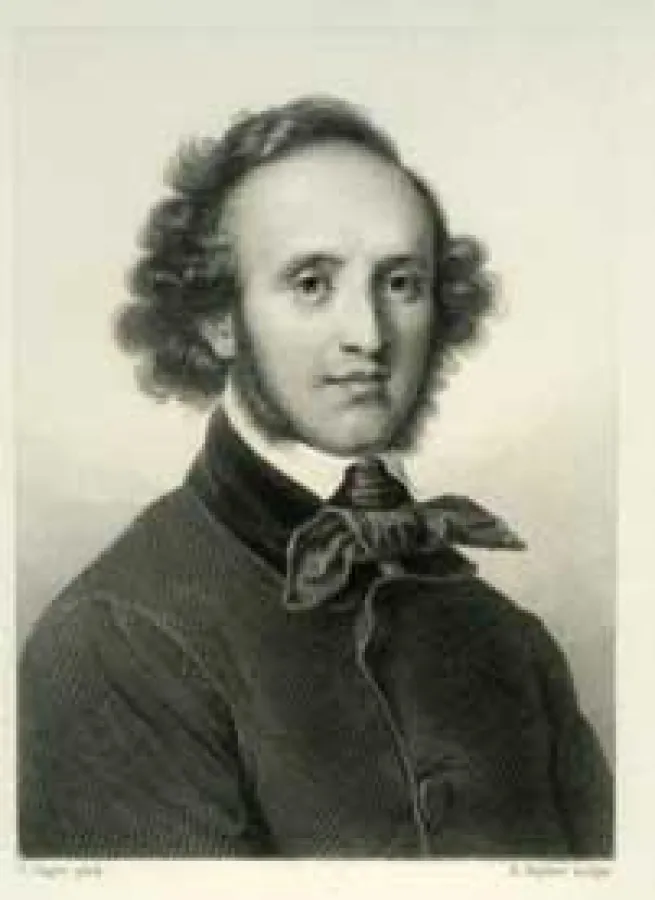 Felix Mendelssohn Bartholdy, Zeichnung Carl Jäger, um 1870, Archiv Mendelssohn-Haus
