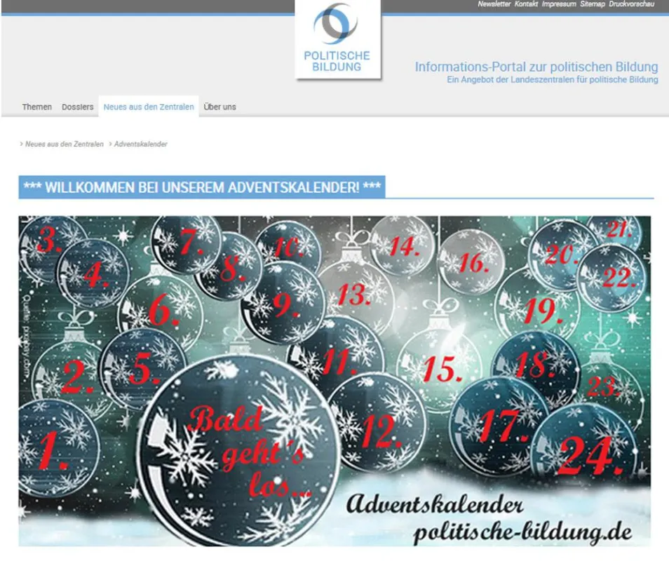 Adventskalender politische-bildung.de - Motiv: pixabay.com gemeinfrei