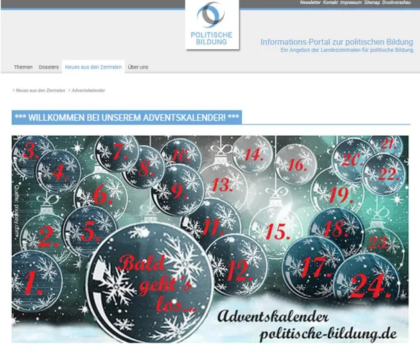 Adventskalender politische-bildung.de - mit Gewinnspiel Bild: Adventskalender politische-bildung.de - mit Gewinnspiel