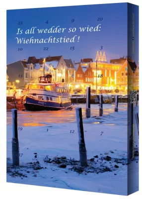 Bild: Husumer Hafen im Lichterglanz: Plattdeutscher Adventskalender mit Husum-Motiv
