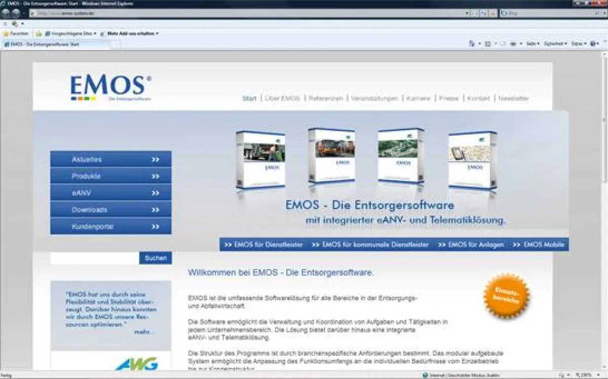 Neues Design - die Internetpräsenz von EMOS.