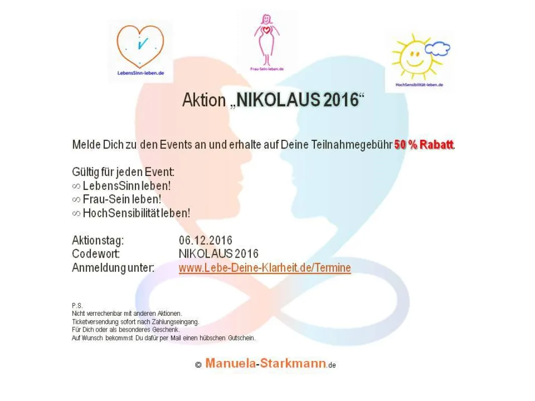 50 % Rabatt - Nur am 06.12.2016 - Aktion 