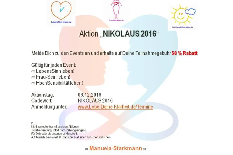 Bild: 50 % Rabatt am 06.12.2016 – Aktion 'NIKOLAUS 2016'