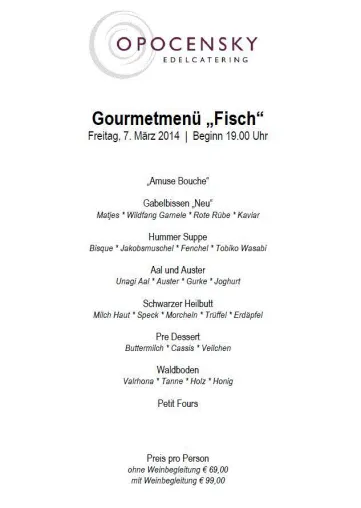 Bild: Opocensky Catering lädt zum "private Dinner"