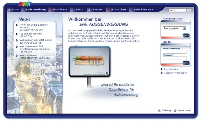Bild: Internetauftritt der awk AUSSENWERBUNG erfolgreich relauncht