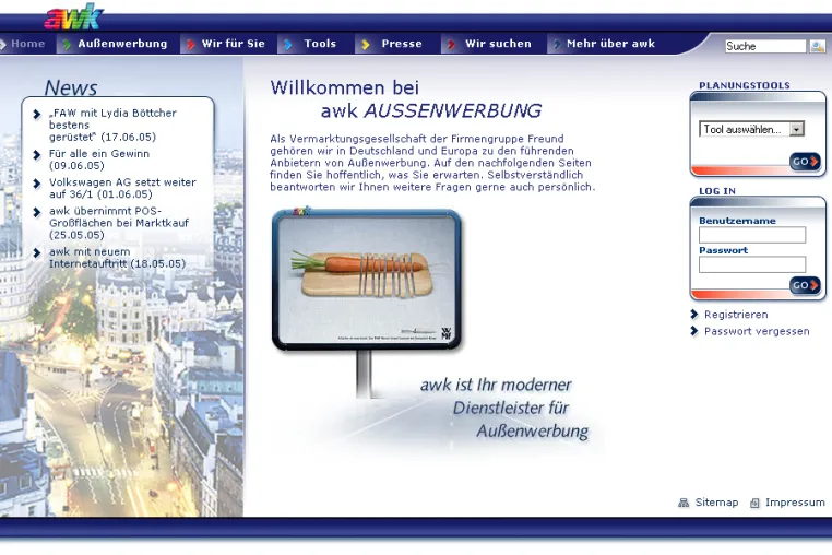 Internetauftritt der awk AUSSENWERBUNG erfolgreich relauncht Bild: Internetauftritt der awk AUSSENWERBUNG erfolgreich relauncht