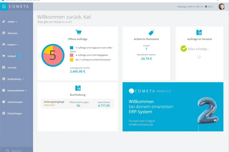 Bild: Intuitive Business Software Cometa ERP der DreiMalM - Digitalmanufaktur –  jetzt Live-Demo buchen!