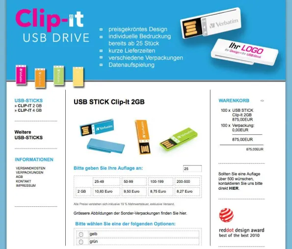 Bild: Clip-it-USB.de - Start des neuen Online-Shop zum Bedrucken von USB Sticks »Clip-it«