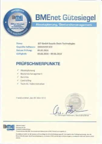 SCT erhält BME Gütesiegel für die APS-Software DISKOVER SCO Bild: SCT erhält BME Gütesiegel für die APS-Software DISKOVER SCO