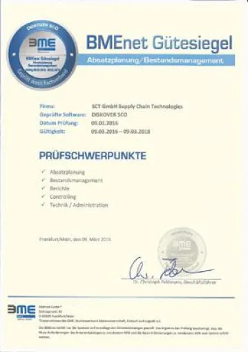 Bild: SCT erhält BME Gütesiegel für die APS-Software DISKOVER SCO