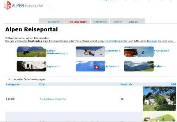 Bild: Alpen-Reiseportal.de präsentiert über 70 Alpen-Ferienunterkünfte