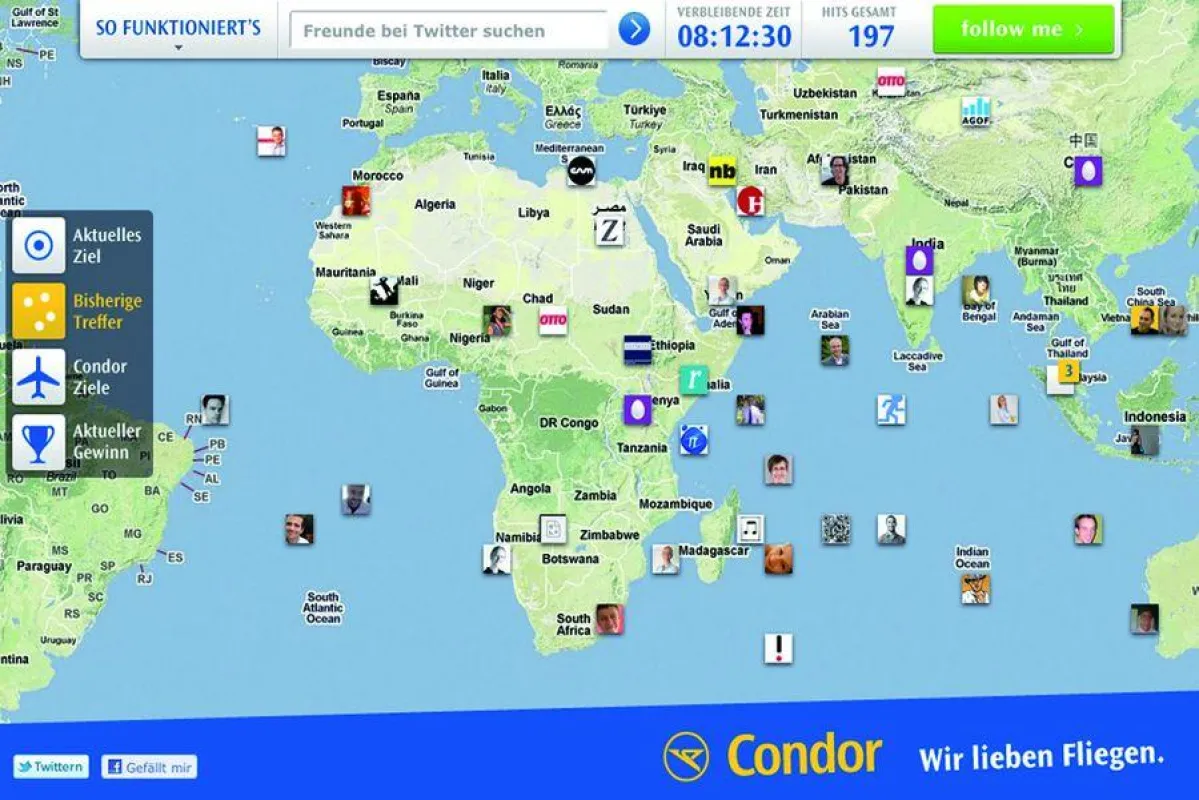 Ab sofort gibt es eine Gewinnspiel-Aktion zur Bewerbung der Condor Streckennetzkarte auf Twitter