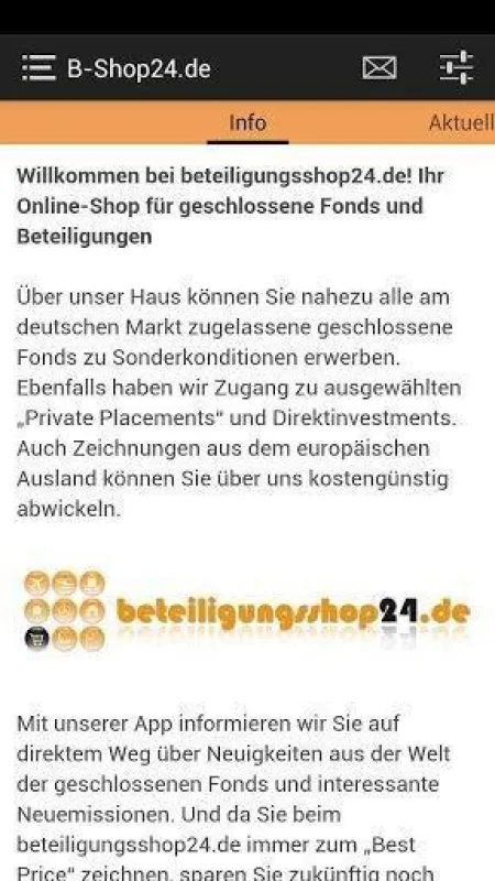 App für geschlossene Fonds und Neuemissionen