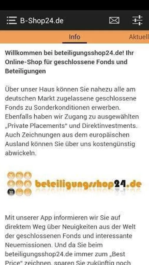 App für geschlossene Fonds und Neuemissionen